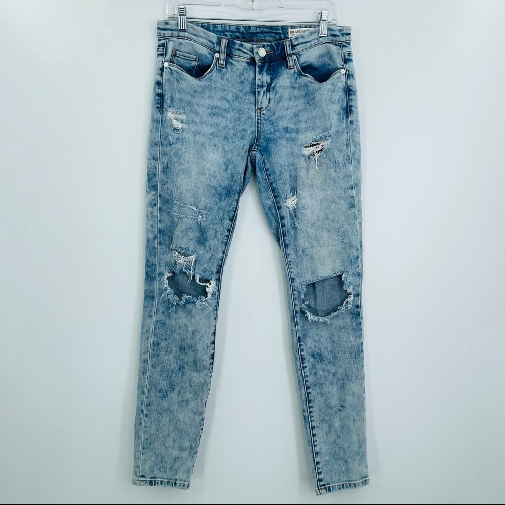 Blank NYC‎ Skinny Classique Jeans Womens 28 Blue Acid Wash Distressed Stretch